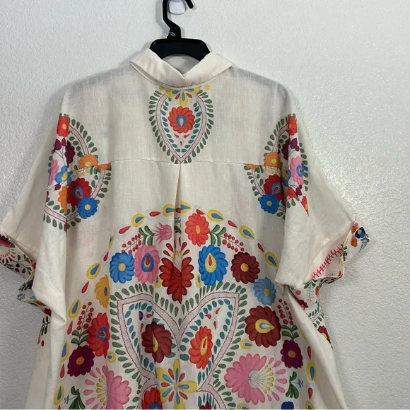 Xuna Italian Art to Wear Tunic Shirt Dress Colorful Vacation Resortwear OS - Picture 7 of 11